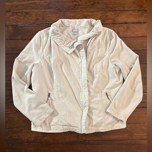 Chicos tan khaki zip up warm jacket coat size 12